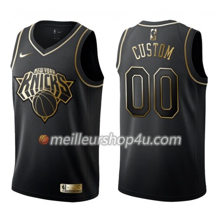 Maillot Basket Homme New York Knicks Personnalisé Nike Noir Gold Edition Swingman